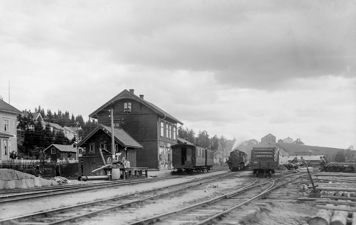 Vittingfos stasjon hadde spor til Holmestrand, Vittingfoss bruk. 
Helt til høyre spor som gikk til saga/høvleriet.