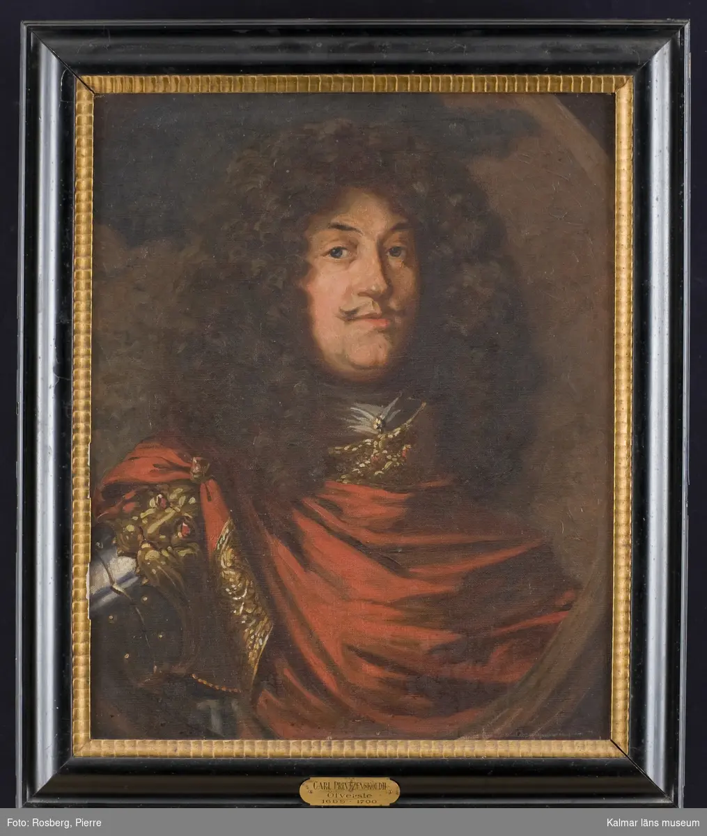 Porträtt av överste Carl Printzensköld (1653-1703). Printzensköld deltog i Skånska kriget och var 1699–1700 chef för Kungliga Smålands kavalleriregemente.