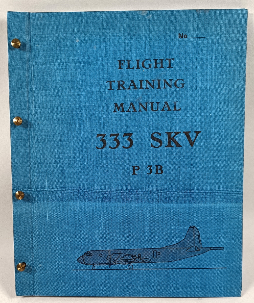 Bok med hardt kartongomslag. Inneholder innføring i Luftforsvarets Sambandsreglement og prosedyrer, orientering om ICAO, NATO publikasjoner og diverse instrukser for betjening av utstyr i P-3B.