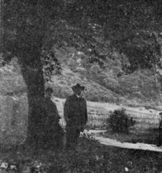 "Bjørnson i 1896 stående under den alm hvor han skrev Over d