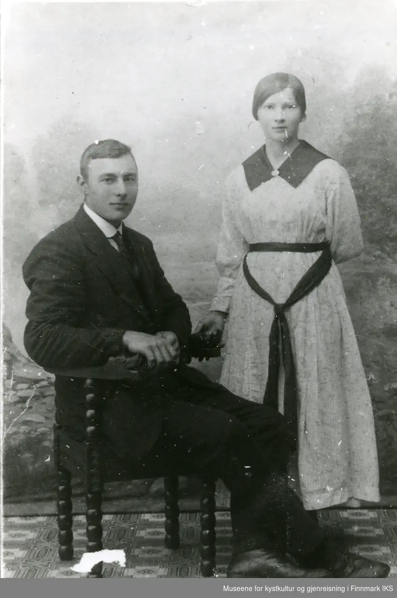 Einar Eriksen.og  Erika Jomisko, 1930. Jomisko var fra Vadsø og jobbet på telegrafen i Finnkongkeila.