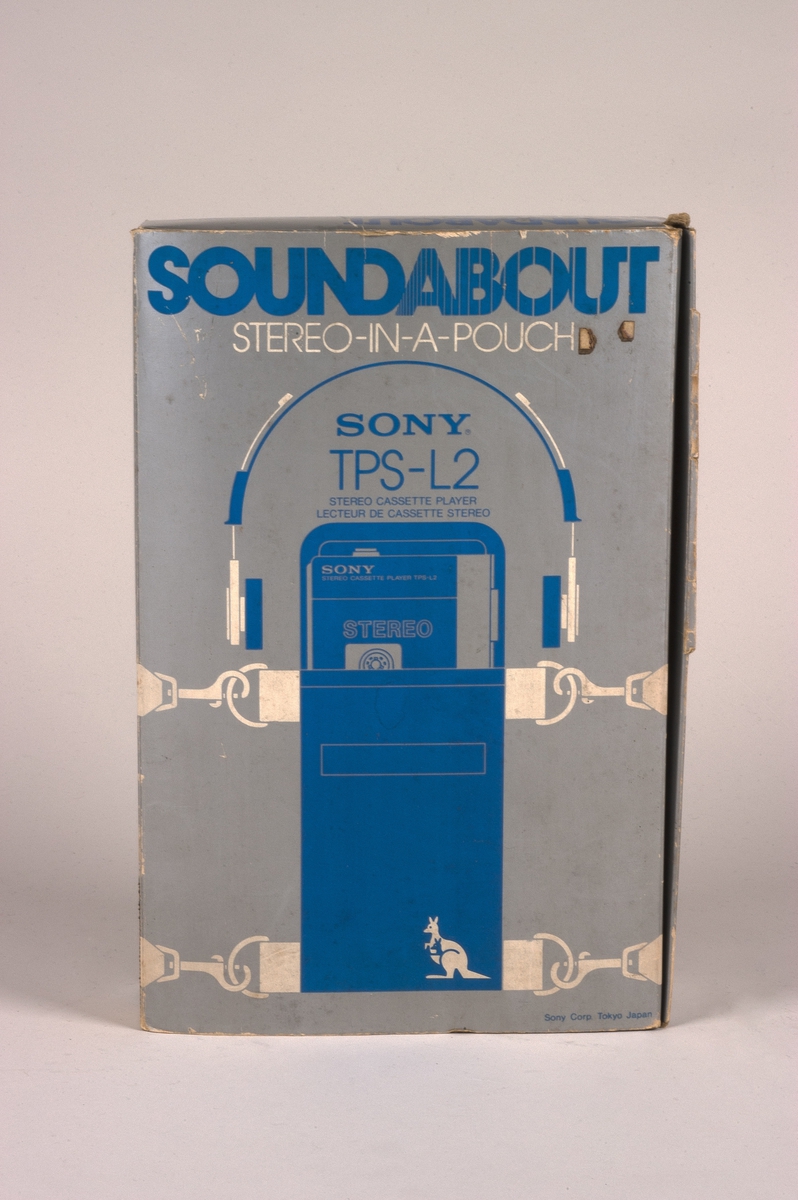 Originalemballasje til Sonys første Walkman, Soundabout TPS-L2.
