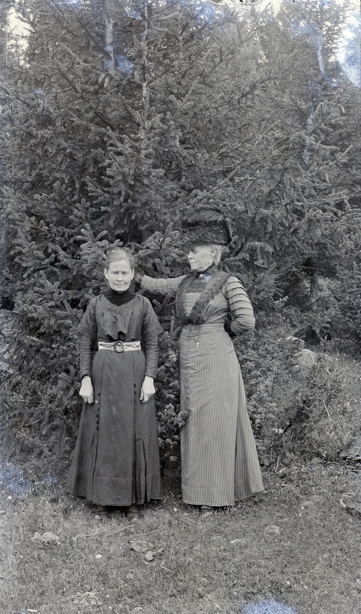 To damer ute. Therese Torgersen og Karen Eriksdatter Lysrud (1839-1916).