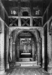 Stavkirken fra Gol i Hallingdal. Interiør. Fotografert på No