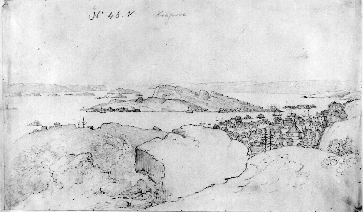 Kragerø
Fra skissealbum av John W. Edy, "Drawings Norway 1800".