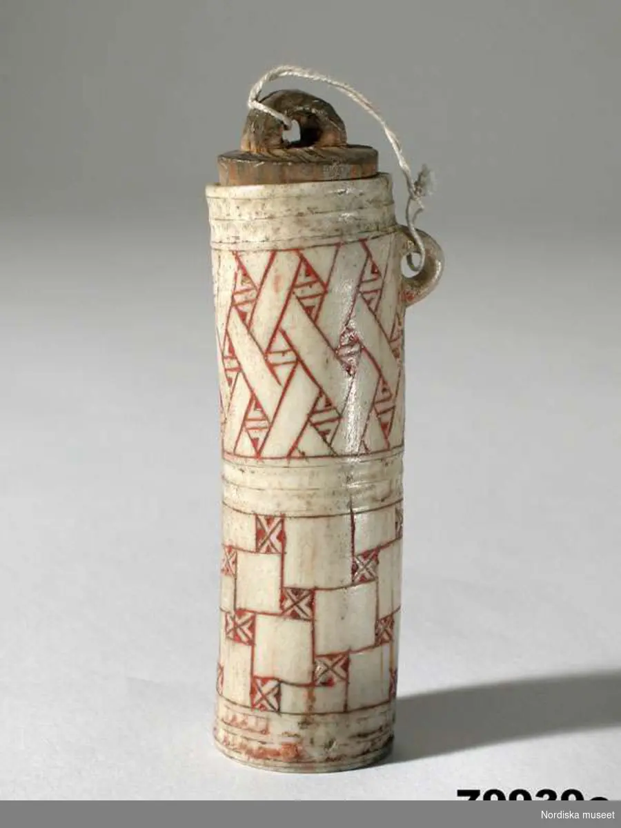 Huvudliggaren:
"a-c Tändsticksfodral fr. Frostvikens sn., Jämtlands lappmark. 3 st. a.   b.   c.   Ink. af herr Gustaf Dacker i Stockholm, jämte 79.893 - 79.981 [...]. 31/1 1895."