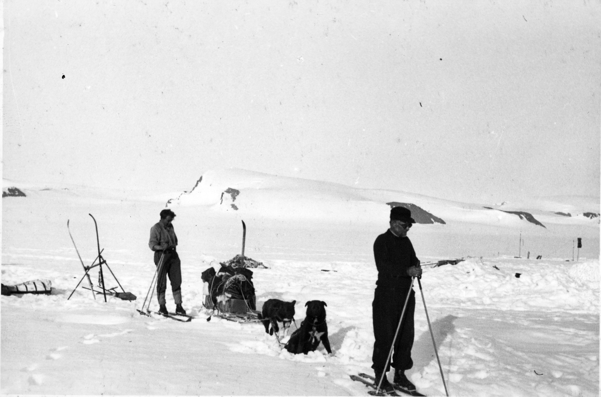 Hans Wilhelmsson Ahlmann og Olsson drar på tur. Den norsk-svenske Svalbardekspedisjonen 1934.
