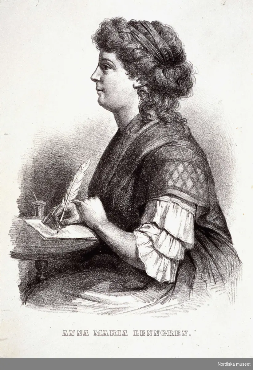Författarinnan Anna Maria Lenngren (1754-1817), med gåspenna.