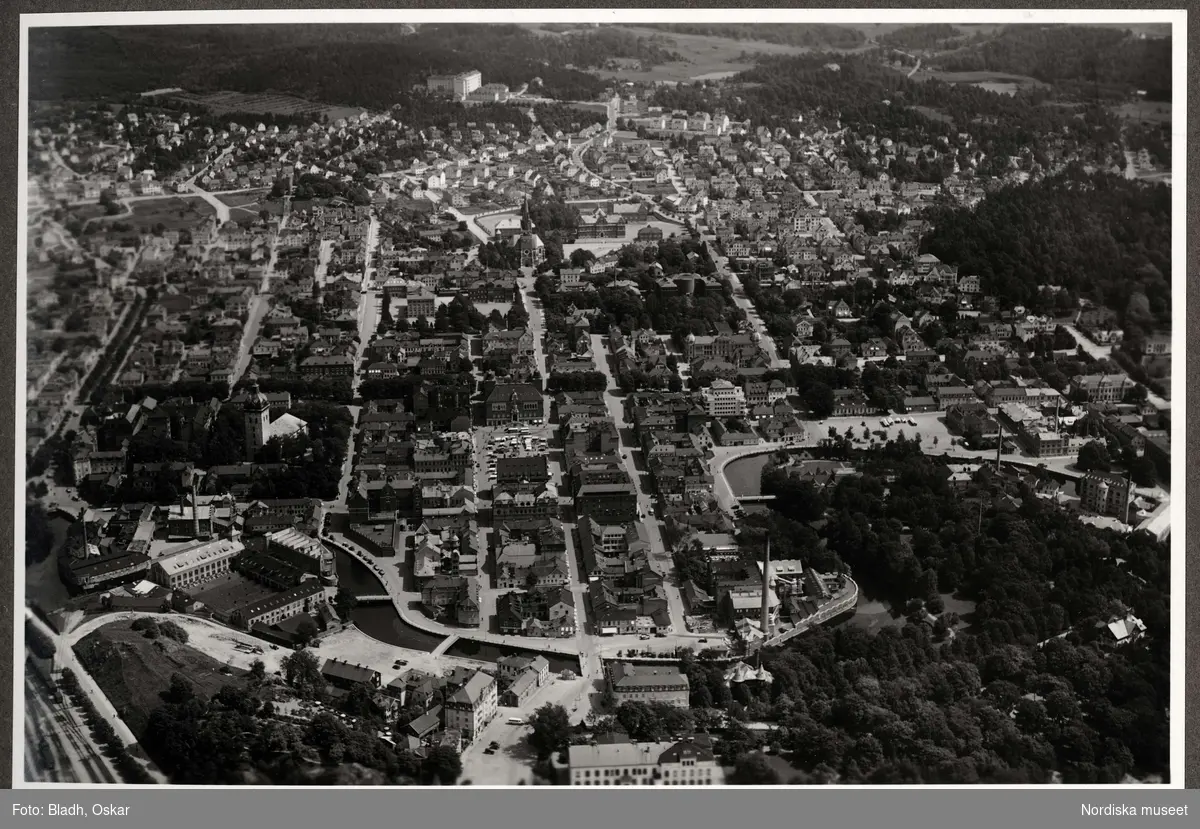 Borås, flygbild över stadens bebyggelse och gatunät.