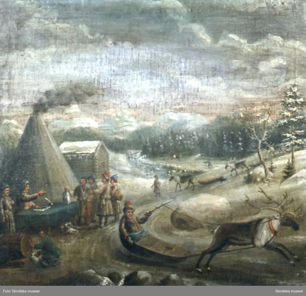 Tavla "Skatteuppbörd i lappmarken", 1600-tal. Inv nr NM.0205882.
