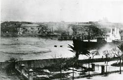 Flyangrep på Valetta, Malta. M/S Talabot (b.1936, A/B Götave