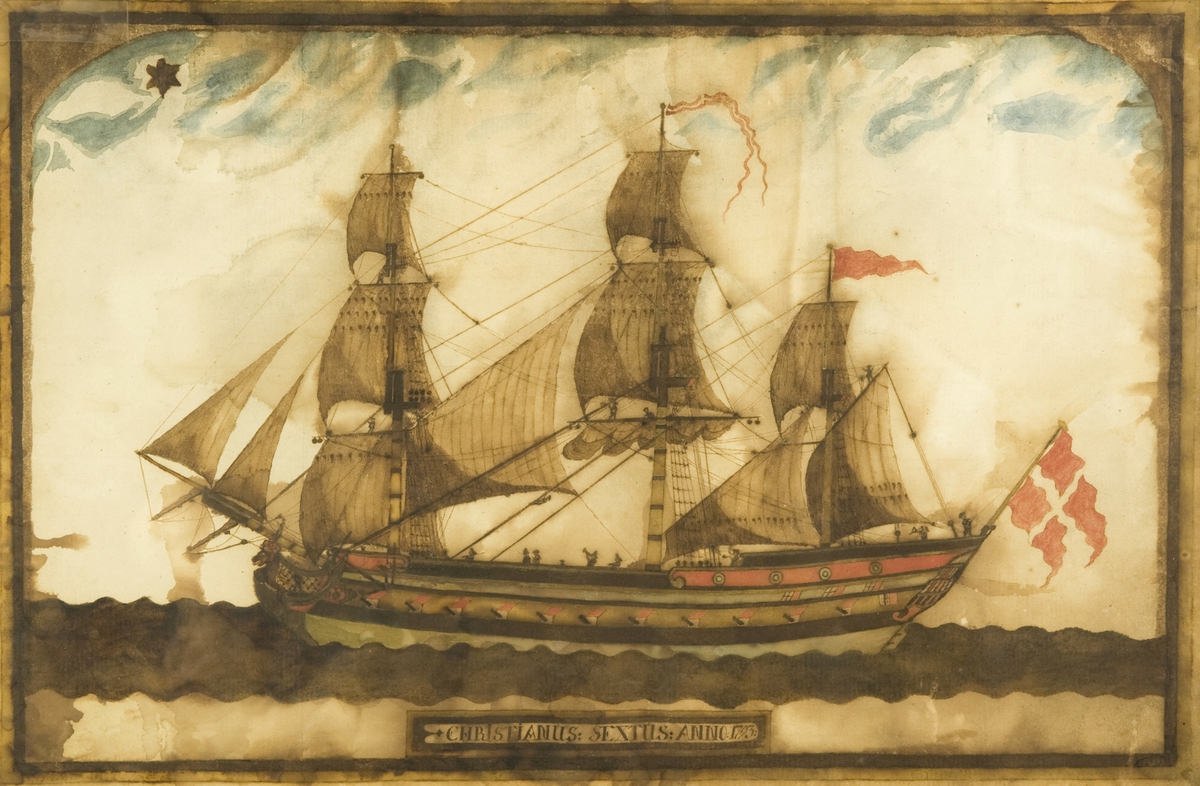 Fullrigger 'Christianus Sextus' 1793 Dansk flagg