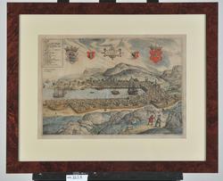 Håndkolorert trykk av Bergen by [Opplagstrykk]