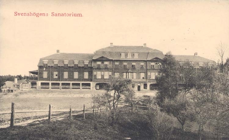 "Svenshögens Sanatorium." tryckt text på kortet.