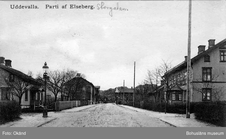 Tryckt text på vykortets framsida: "Uddevalla Parti af Elseberg."
