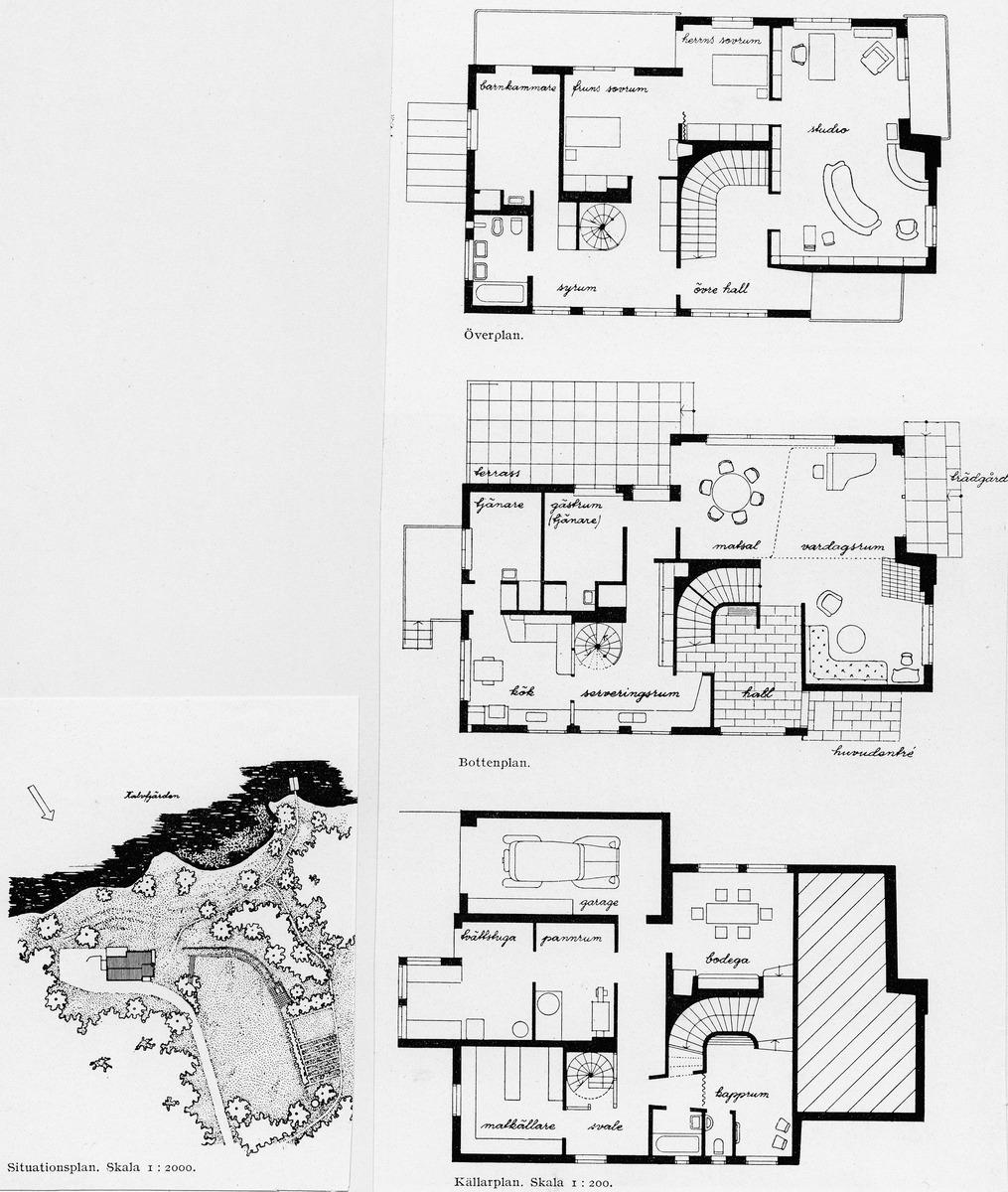 Villa Viken
Situationsplan, källar-, botten- och överplan