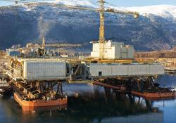 Bygging av TCP2 i Åndalsnes. 
Dekksrammen til plattformen l