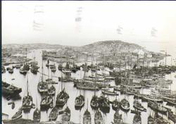 Landskap, fiskeværet Sør-Gjeslingan under vinterfisket 1909