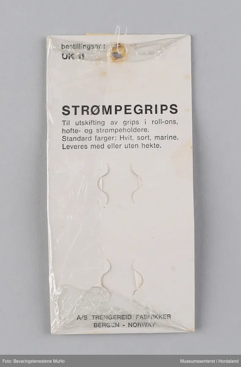 Strømpegrips i emballasje.
"Strømpegrips til utskifting av grips i roll-ons, hofte- og strømpeholdere."