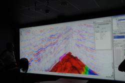 3D modell over en liten del av Valhallfeltet, med seismiske 