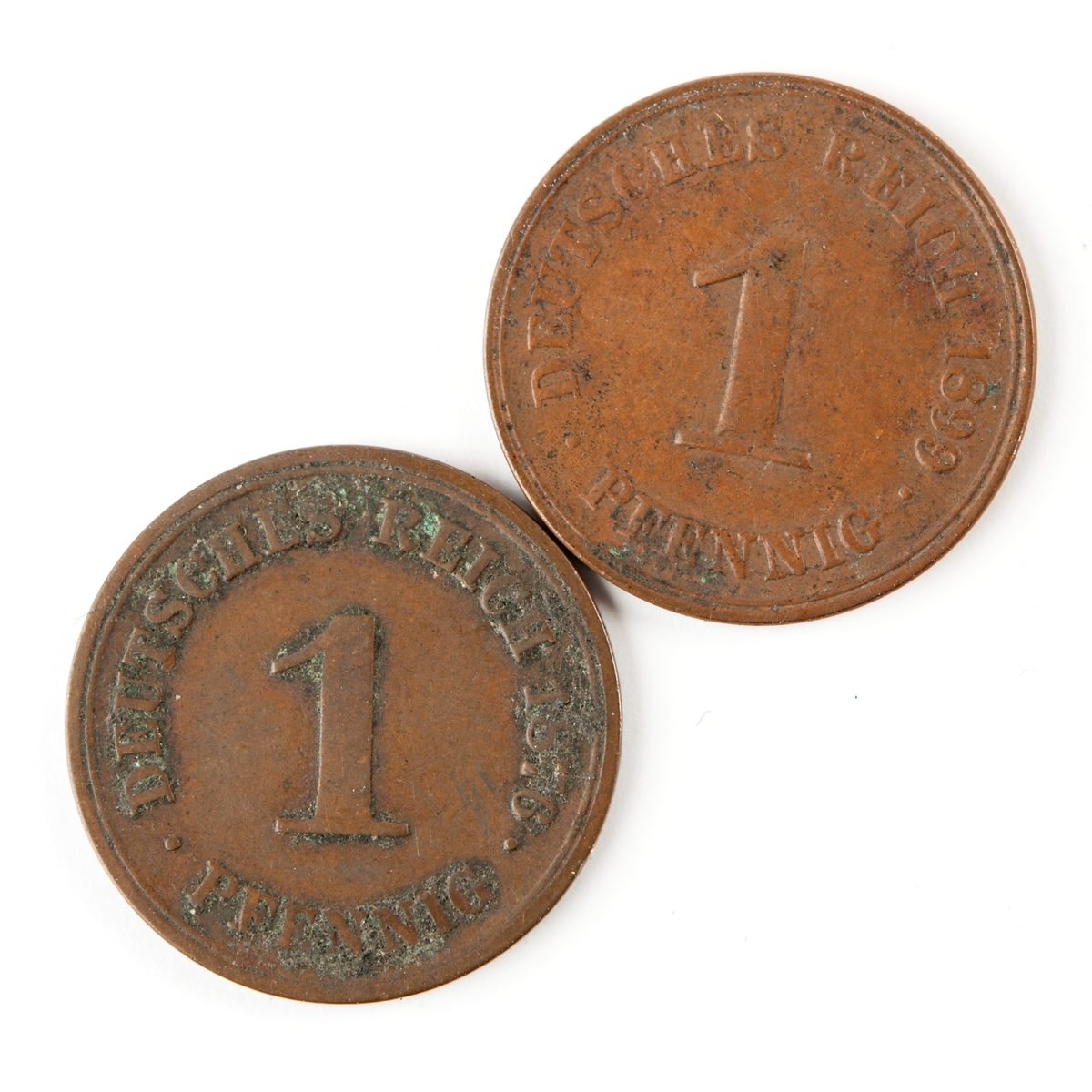 Tyskt kopparmynt, 1 pfennig från 1876.