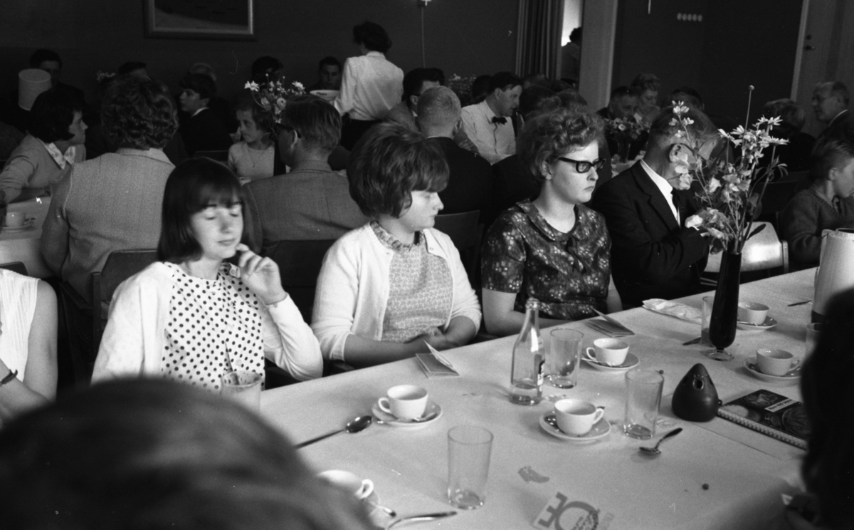70 talets måltid, sommar fam. 16 juni 1965

Sällskap intar måltid vid dukat långbord.