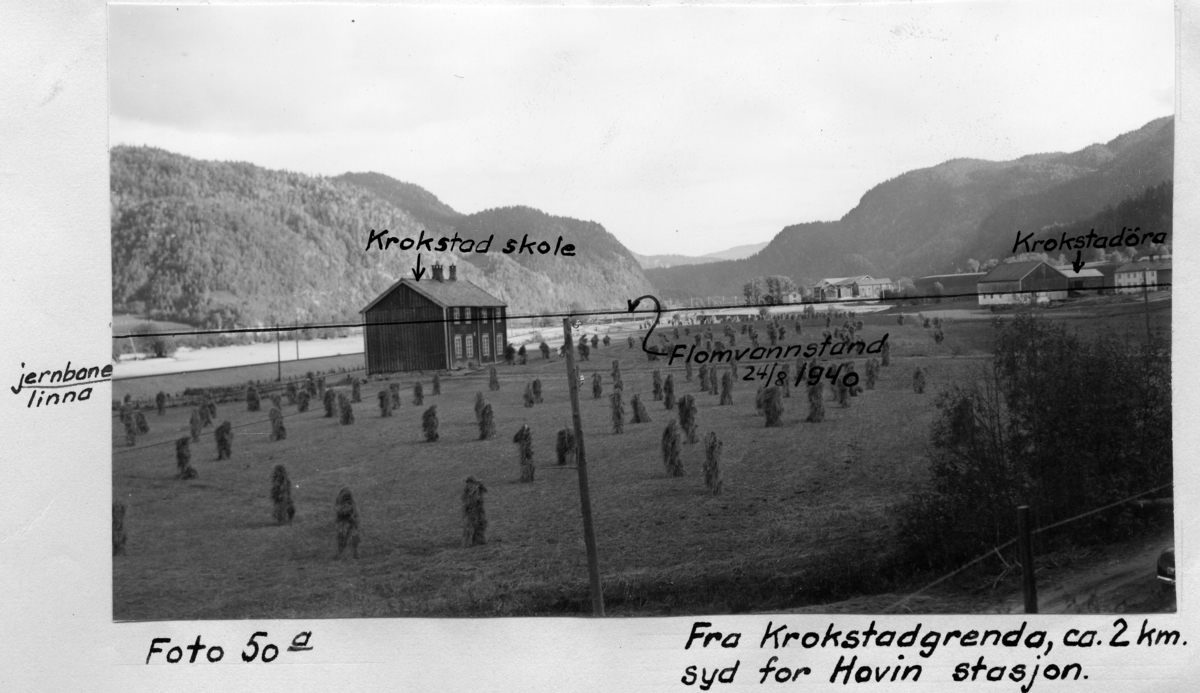 Fra Krokstadgrenda, ca 2km syd for Hovin stasjon...Flom Gaula (24.08.1940)