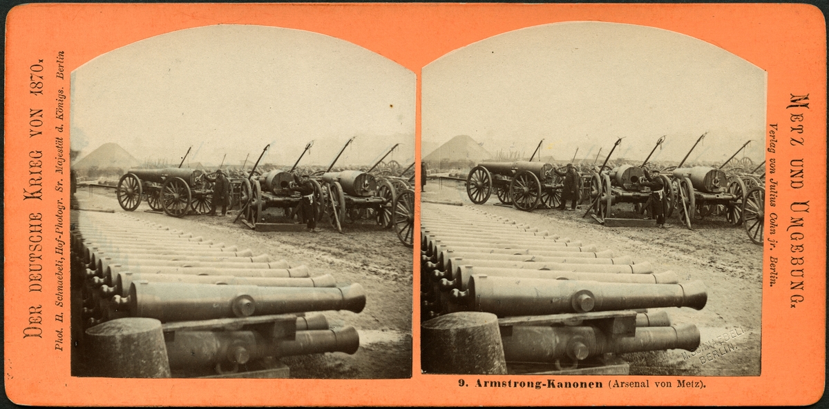 Stereobild med motiv från Fransk- Tyska kriget 1870.
Armstrong-Kanonen.