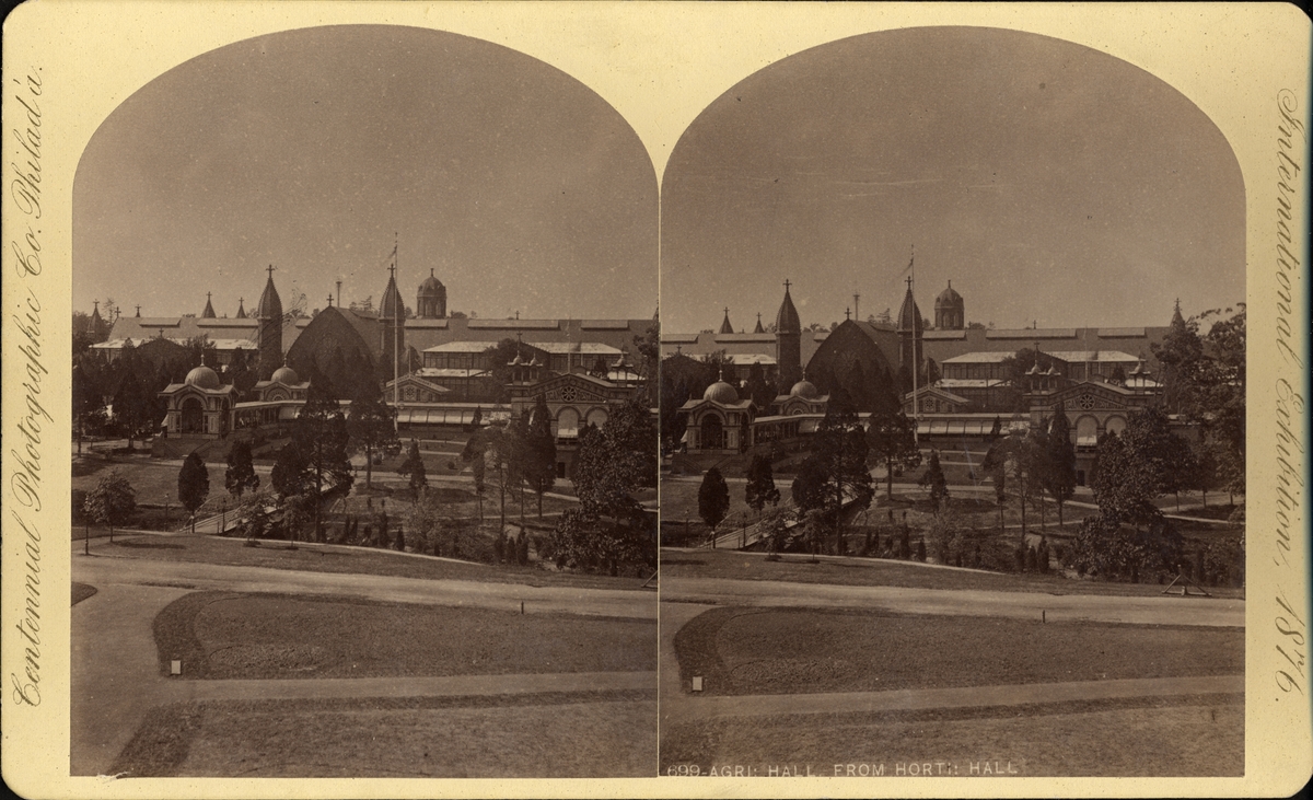 Stereobild, Agri Hall from Hort Hall, Centennial International Exhibition 1876.