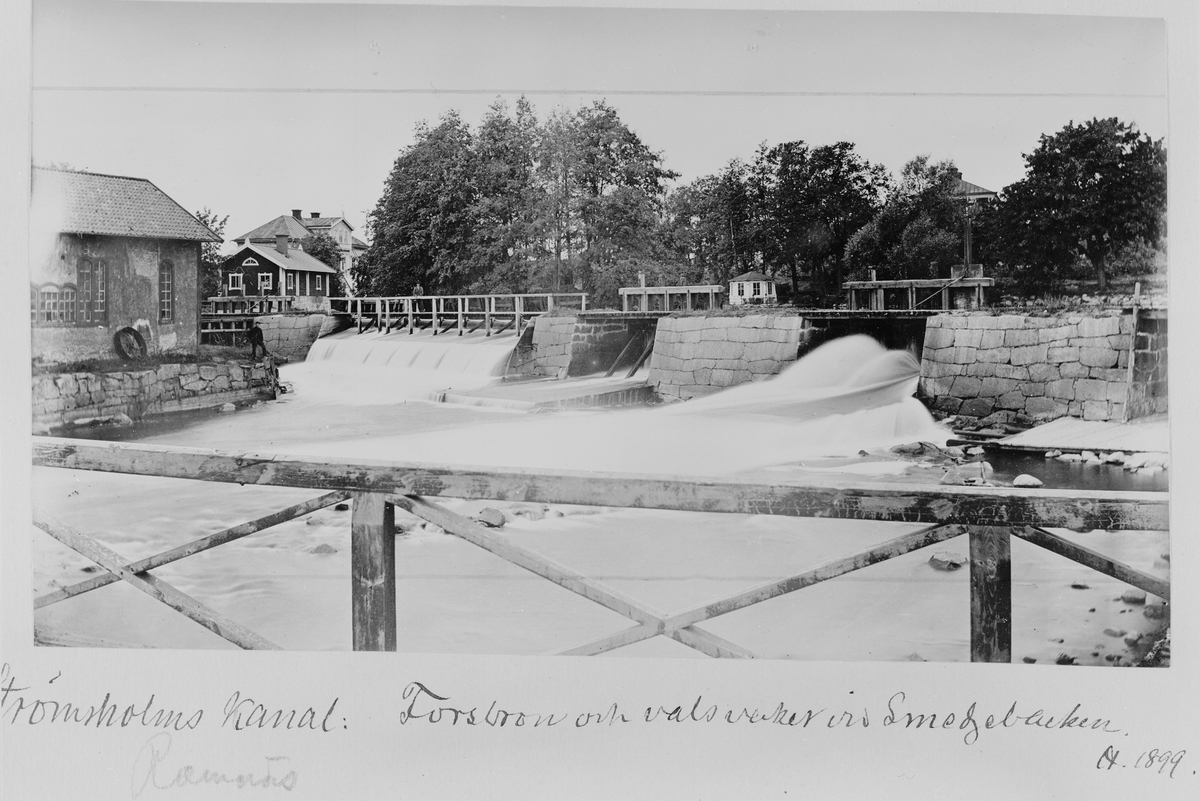 Strömsholms kanal: Forsbron och valsverket vid Ramnäs bruk.  Bild från tidskriften Hemmets bildmaterial.