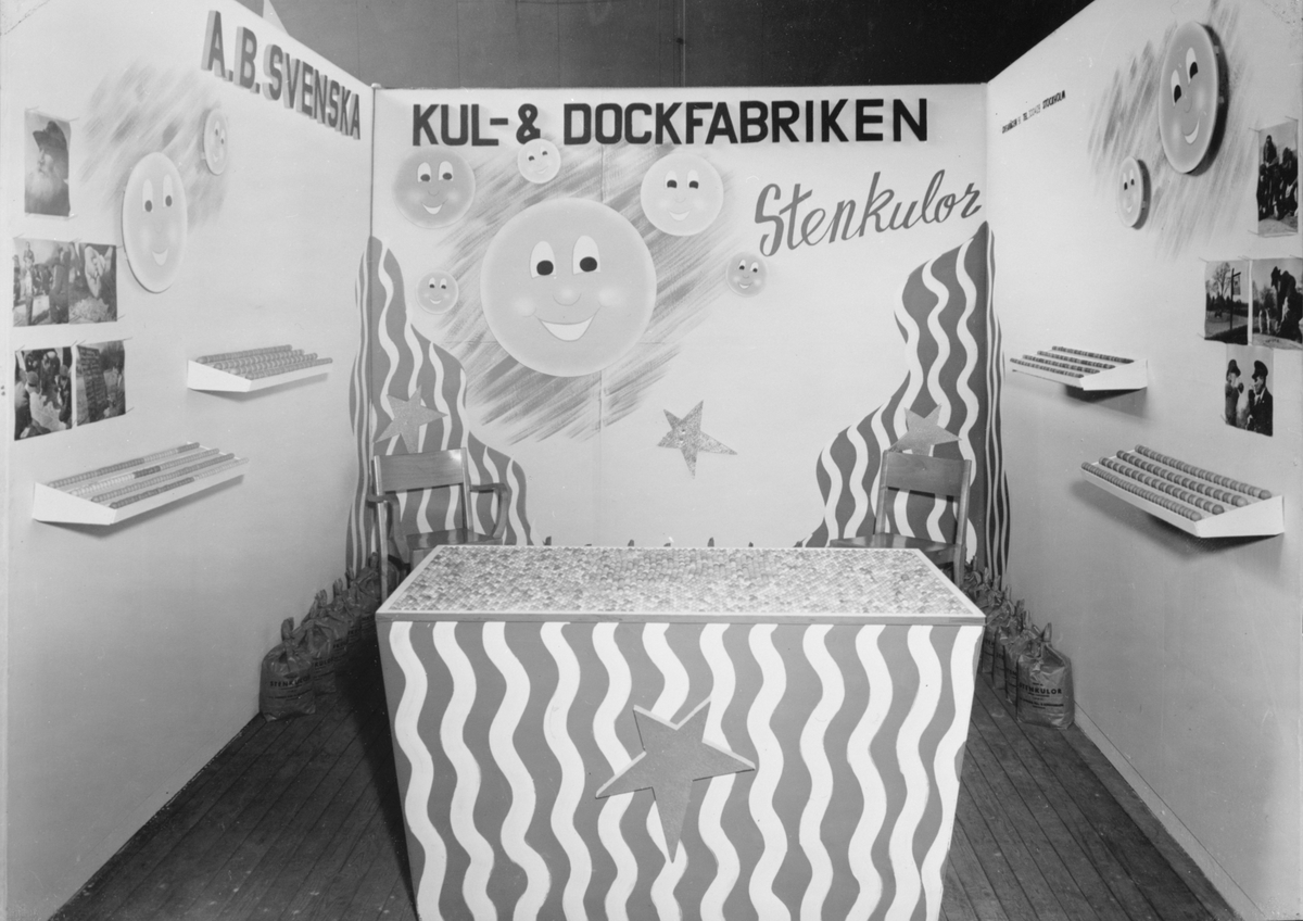 Stenkulor, utställningsmonter vid S:t Eriksmässan år 1946.