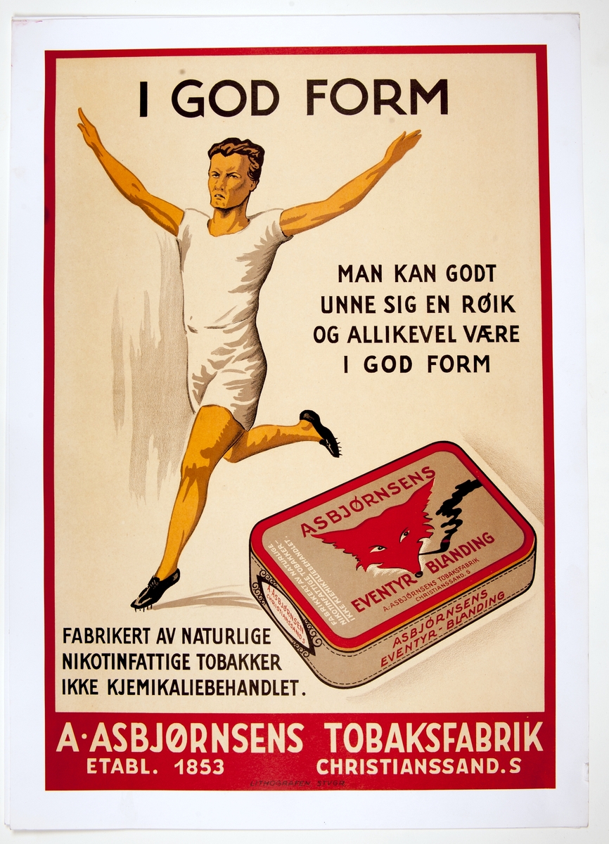 Mappe med særtrykk av plakater fra A. Asbjørnsens Tobakksfabrikk
