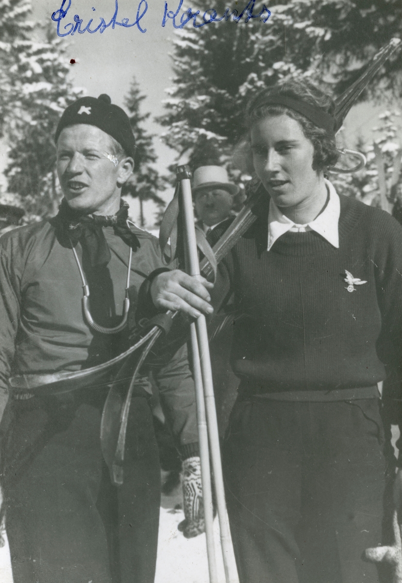 Athlete Birger Ruud with Cristel Knaritz at Garmisch