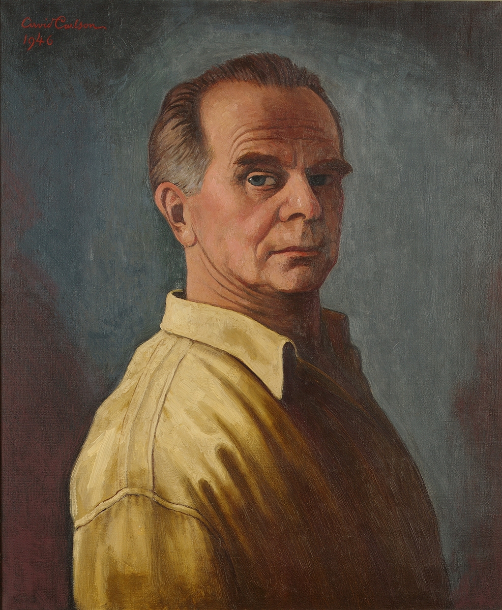 självporträtt i gul skjorta