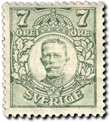 Gustaf V i medaljong.