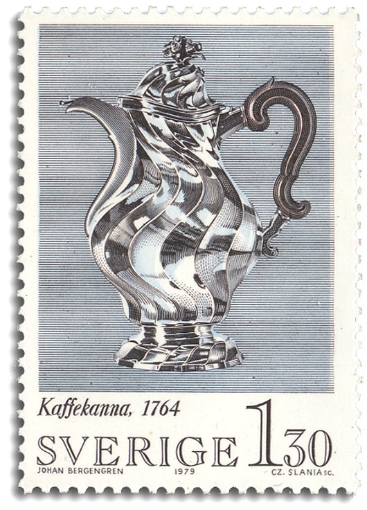 Kaffekanna i silver 1764 av Johan Bergengren.