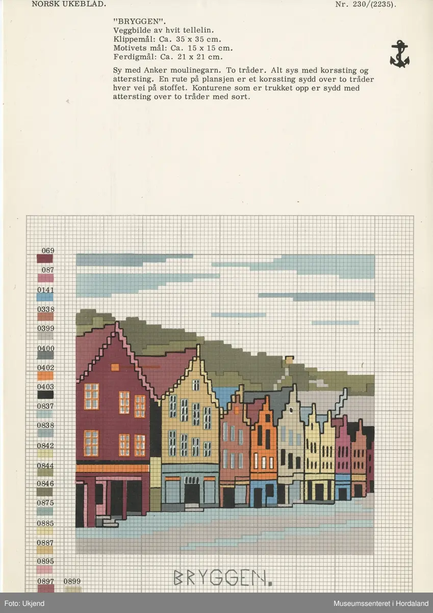 Broderte motiv av norske landemerke.