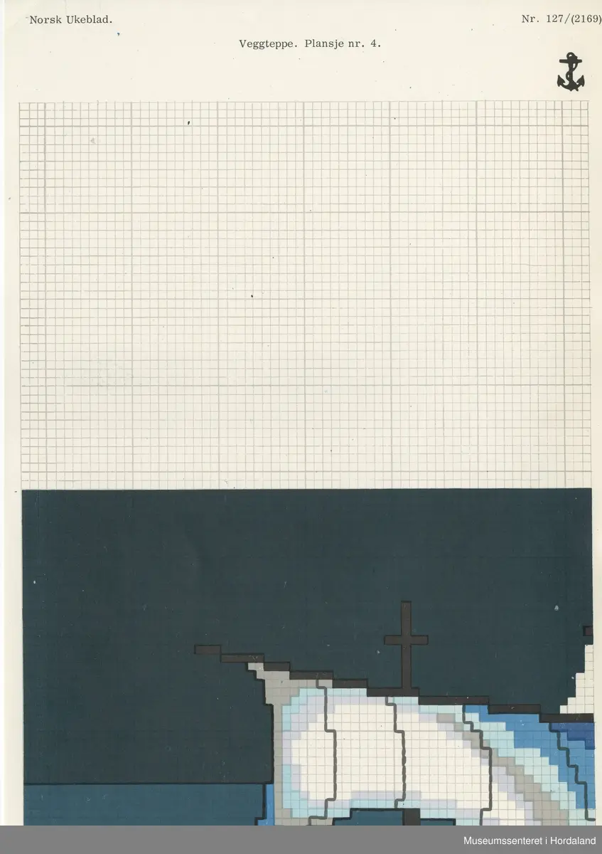 Trykt mønsterark i A4-format til brodert tekstil.