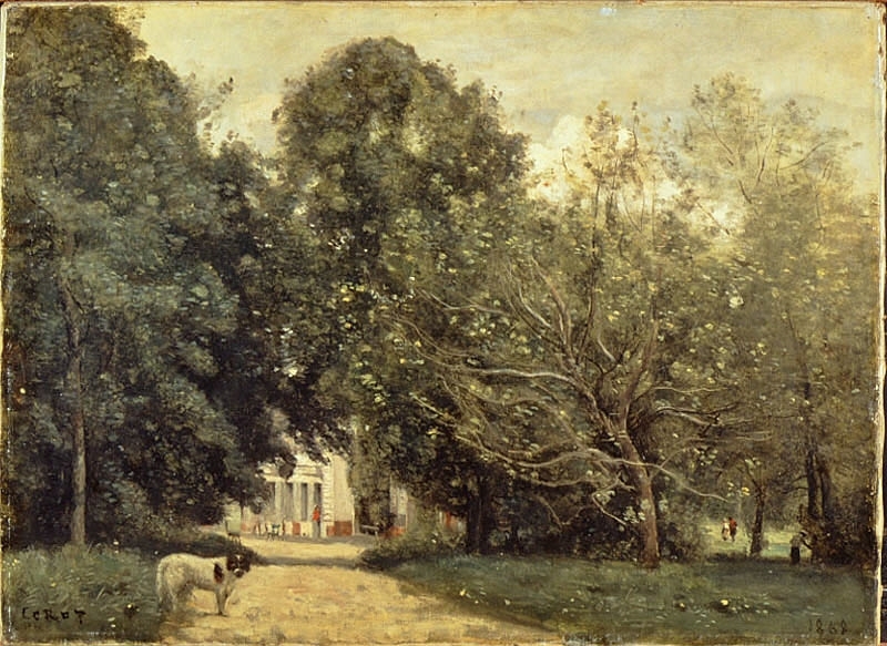 Corot var en av de mest inflytelserika franska landskapsmålarna under 1800-talet. Samtidigt som han utgick från den äldre klassiska traditionen, kom hans konstnärskap att få stor betydelse för det friluftsmåleri som utvecklades under århundradet. Han experimenterande också med landskapsfotografi, vilket var ett annat uttryck för hans innovativa hållning till genren. Louis Dubuisson var en nära vän till konstnären. I denna målning från 1868 har Corot målat vännens bostad i den lilla staden Brunoy, nära Paris.
