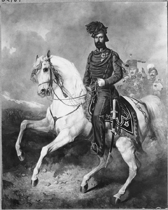 Karl  XV, 1826-1872, kung av Sverige, till häst