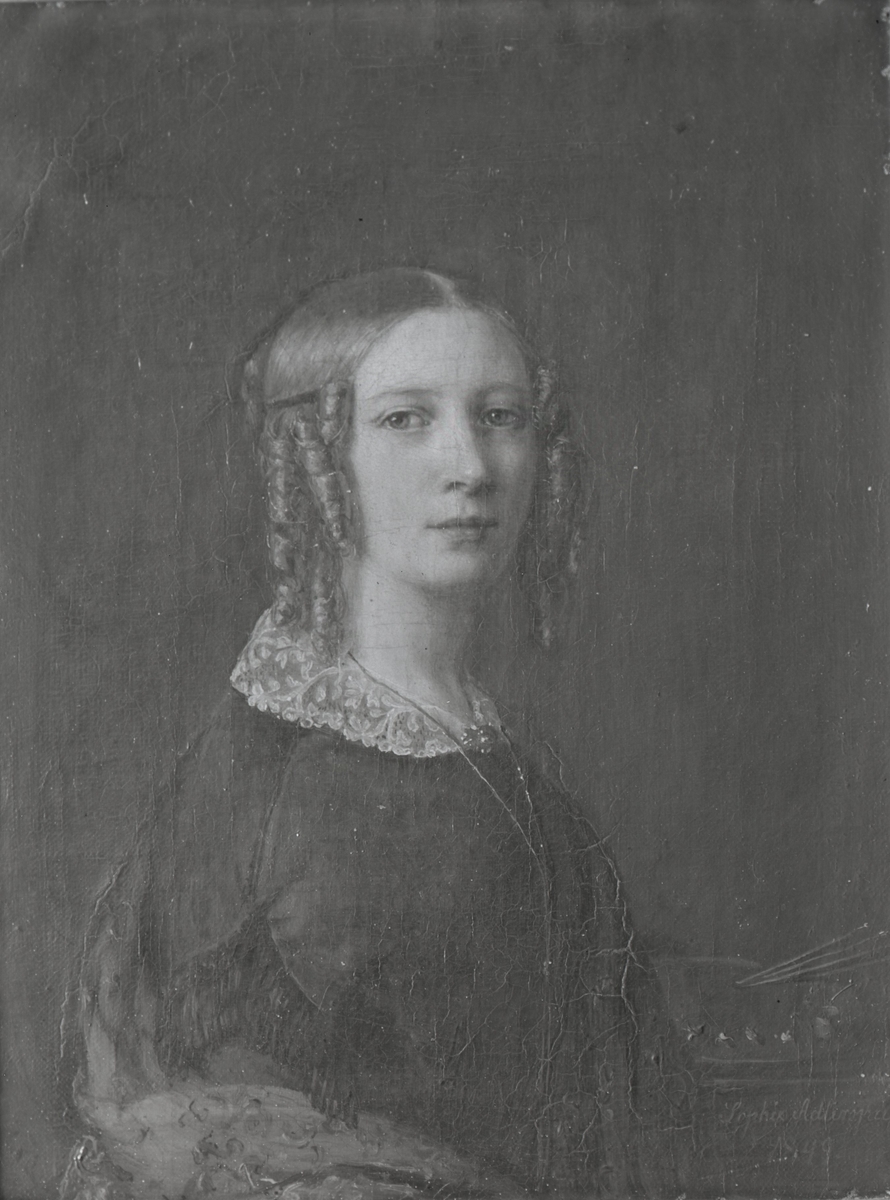 Signerad Sophie Adlersparre.
Sophie Adlersparre född 1808, död 1862.
Självporträtt 1849 i Konstakademien.