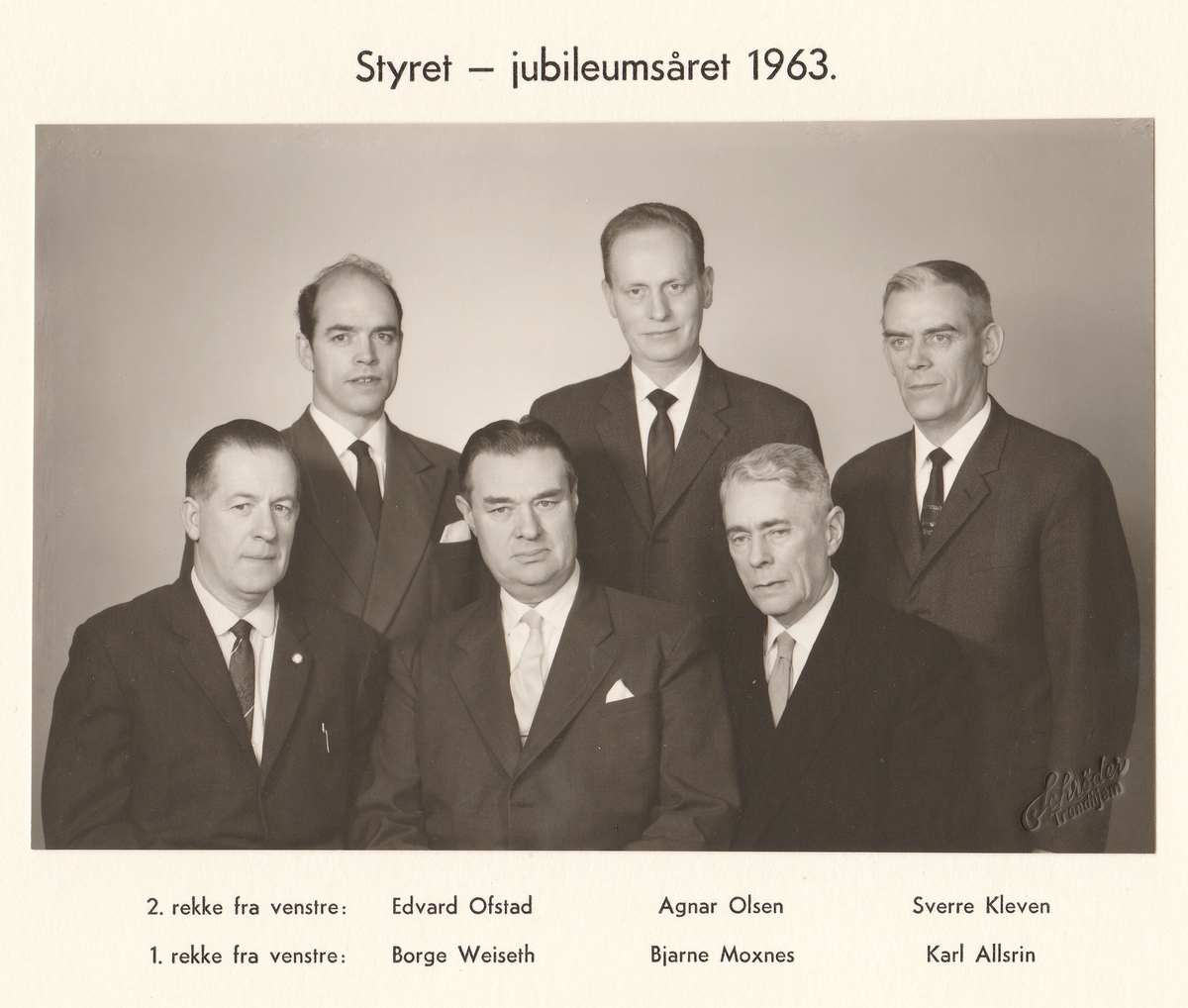 Styret - jubileumsåret 1963