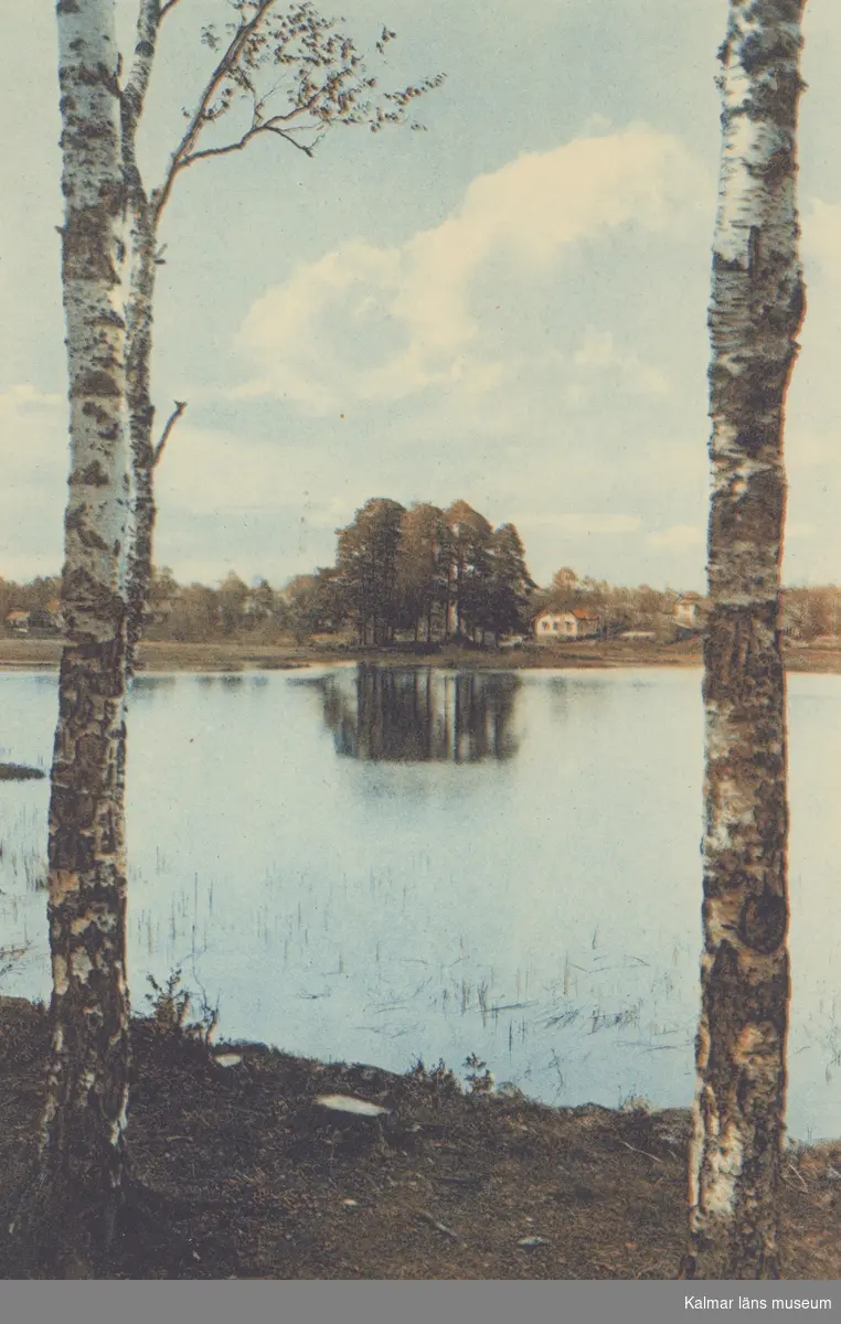 Vykort med motiv från Linnéasjön i Nybro.