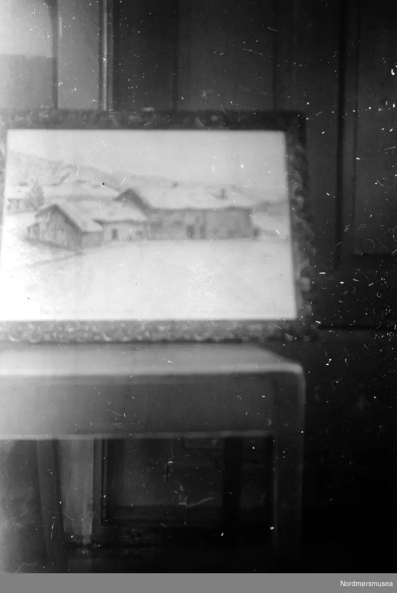 På bildet ser vi et mindre vellykket foto av et maleri av en gammel husmannstue som til ca. 1930 stod på plassen Borterøra - Søysetøra i Stangvik, seinere Surnadal kommune.  Gården er inngående beskrevet i Yderstads notater, bind 9 side 268f. Det dårlige fotoet kan muligens bli klarlagt ved å sammenlikne beskrivelsen med "Den Norske Turistforenings årbok" av 1941, side 11. Nordmøre Museum