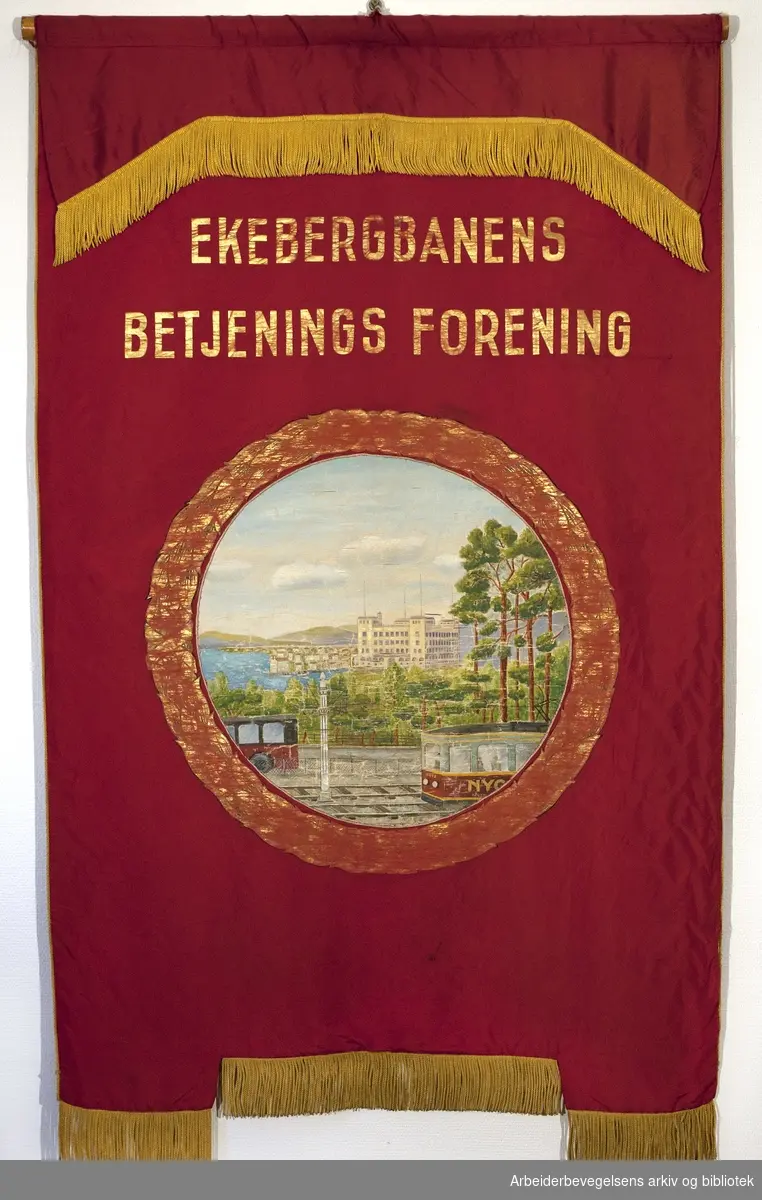 Ekebergbanens betjenings forening..Forside..Fanetekst: Ekebergbanens Betjenings Forening