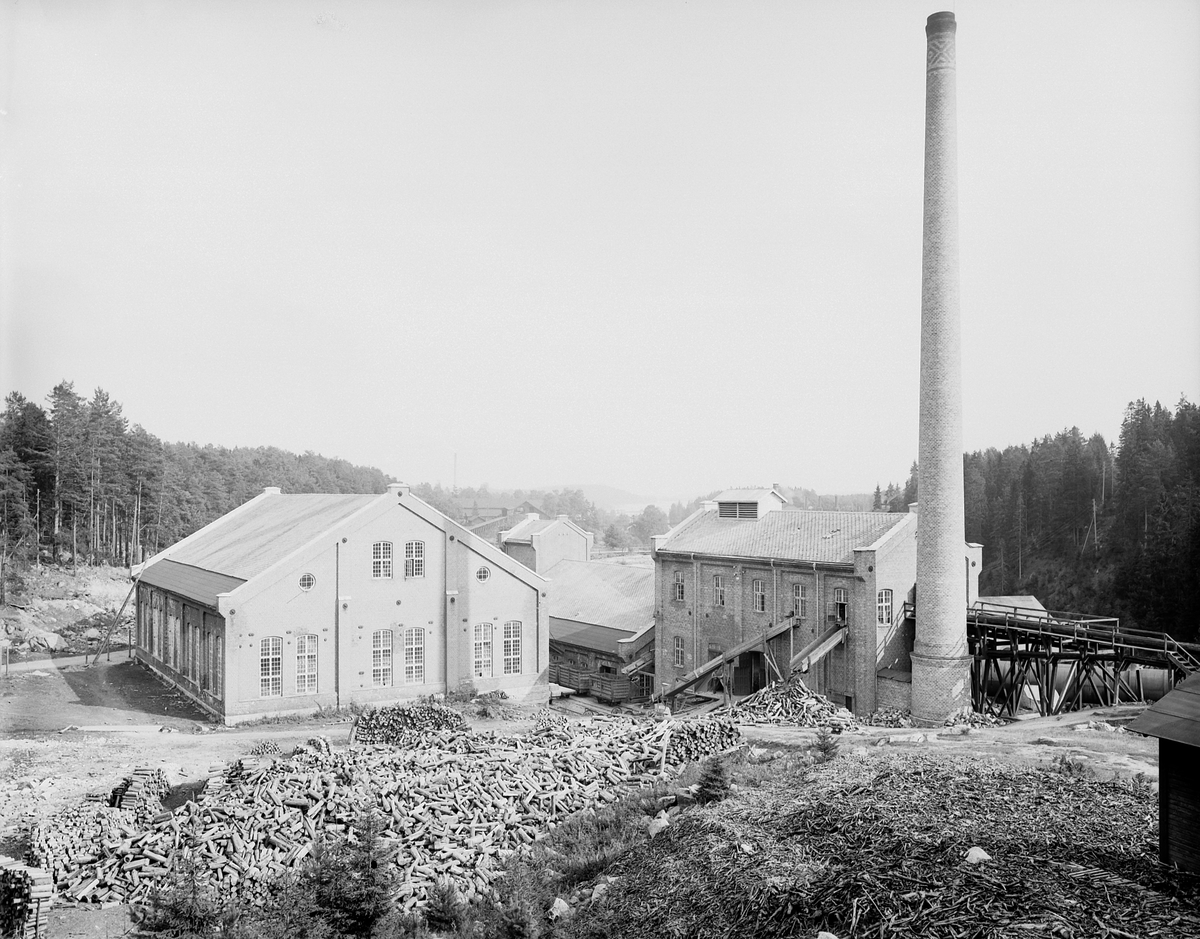 Iggesunds bruk / Träsliperi. År 1870 inleds sågverksepoken i och med byggandet av en större vattensåg. År 1915 - 1917 byggs landets första sulfit- sulfat fabrik
