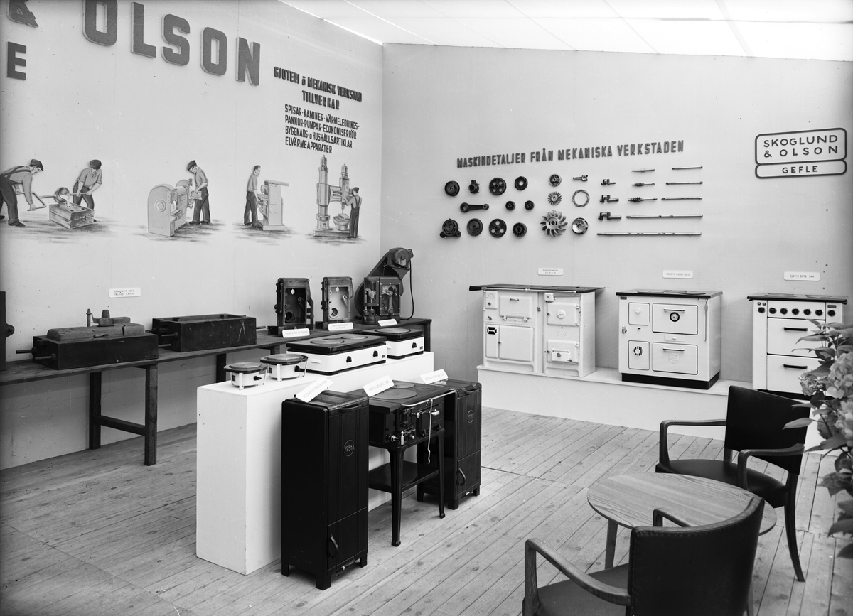 Skoglund & Olson AB
företaget startades 1874 av Erik Gustaf Skoglund och Axel Olson. Känd för bland annat järnspisar och leksaker.
Företaget hade en bred verksamhet; där fanns gjuteri, mekanisk verkstad, plåtslageri och förnicklingsverk.



