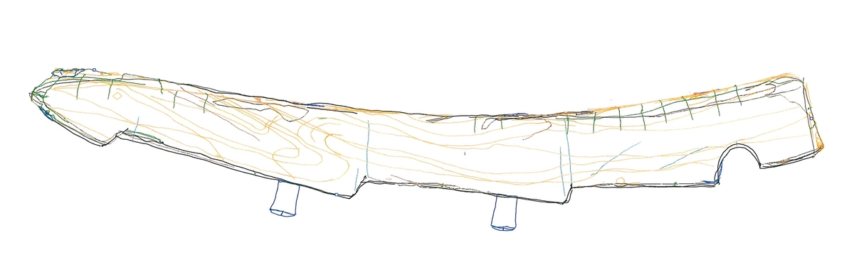 Faro arm-ritning av en av bottenstockarna (nr 102)