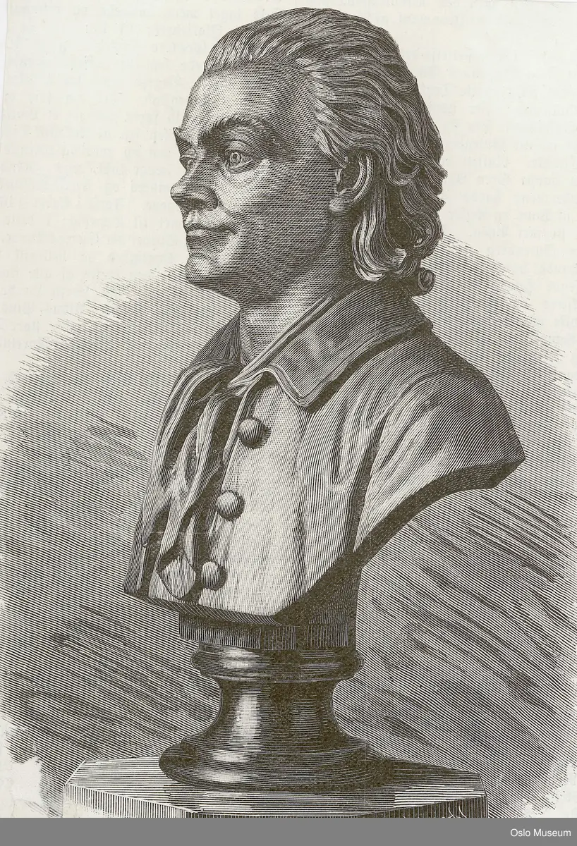 En byste av Johan Herman Wessel [xylografi] Oslo Museum / DigitaltMuseum