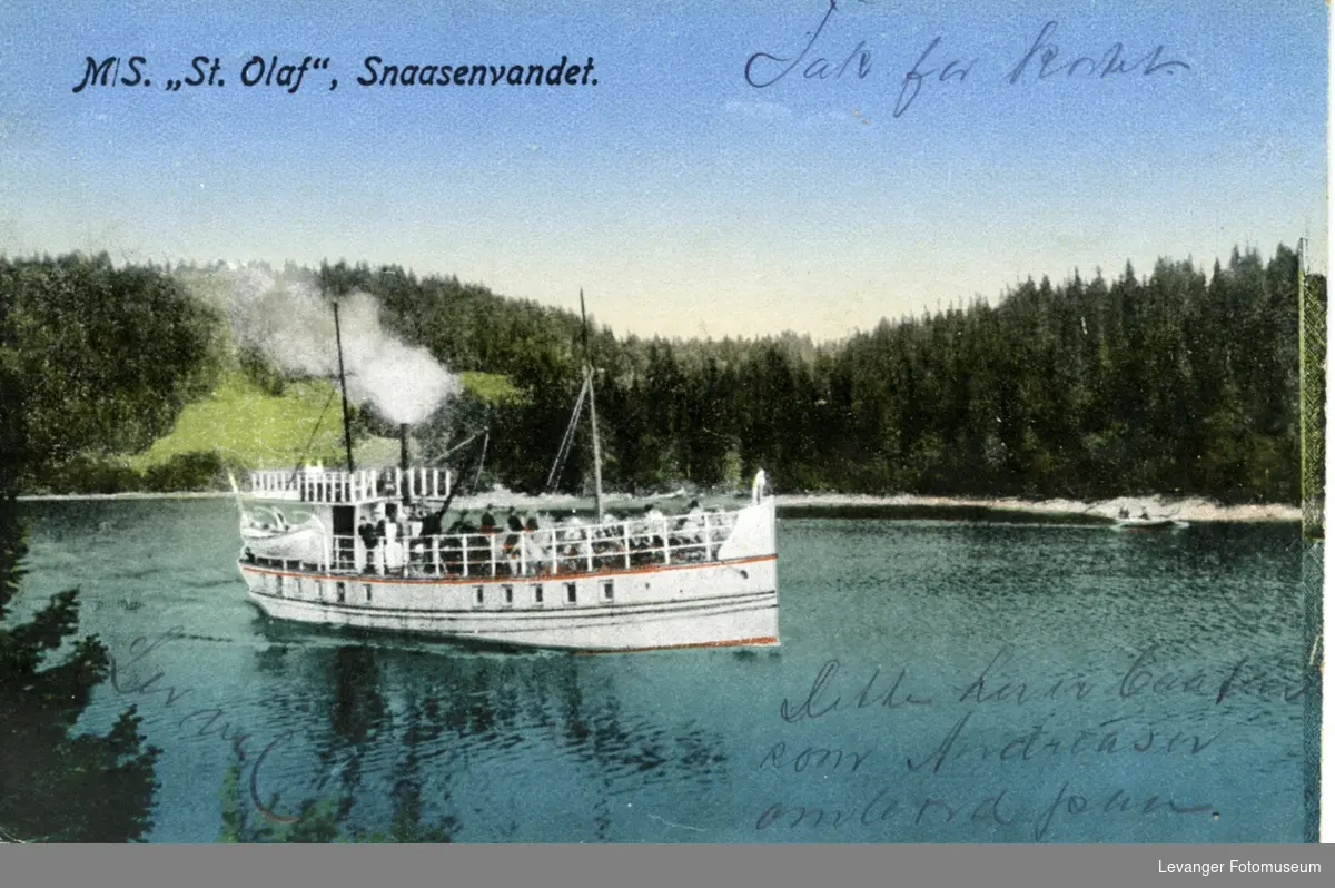 Postkort av passasjerbåten St Olaf.